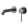 Otus Gun Metal Slimline Wall Basin Mixer Set Separate Back Plate - Stainless Steel