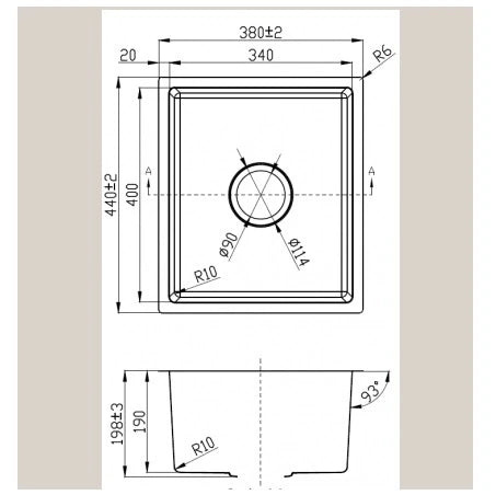 Cora Laundry Kitchen Sink Top/Under Mount 380x440