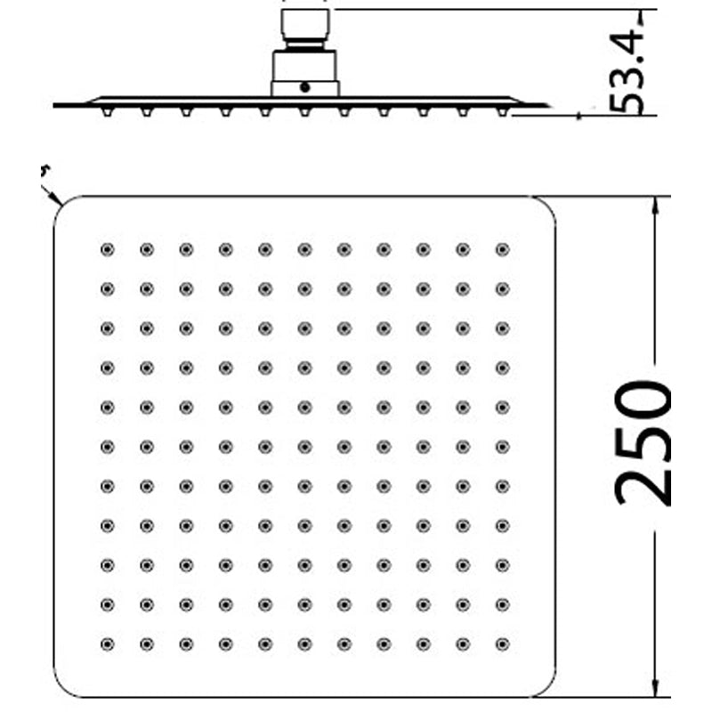 Nova Square Stainless Steel Rain Shower Head 250mm Gun metal