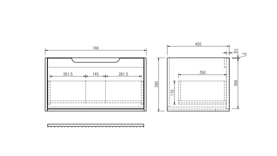Timber Fluted Natural Oak Rhea Wall Hung Vanity 750mm