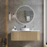 Rome Fluted V-Groove Wall Hung Curve Vanity 1200mm Timber Oak