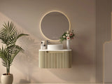 Rome Timeber Look Fluted Curved All Drawer Wall Hung Vanity 750mm Bur Oak
