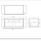 Rome Fluted V-Groove Wall Hung Curve Vanity 1200mm Matte White