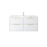 Fluted Wall Hung Rome Curve 1500mm Single Bowl Waterproof Vanity Carrara Sintered Stone top