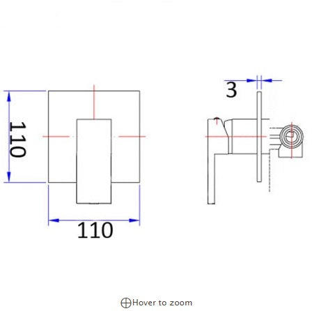 Rosa Square Wall Mixer Shower Bath Mixer Chrome - PSS3001SB