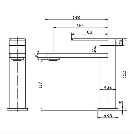 Ruki Brushed Nickel Basin Mixer for Vanity