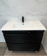 Midnight Marble Black All Drawer Stainless Steel Water Proof Two Drawers Vanity 750mm