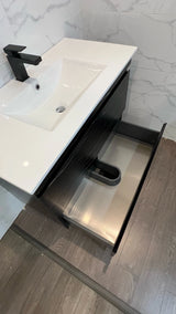 Midnight Marble Black All Drawer Stainless Steel Water Proof Two Drawers Freestanding Vanity 750mm