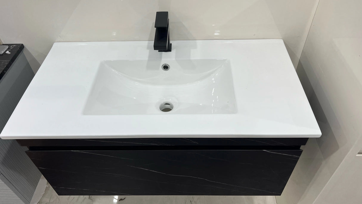 Midnight Marble Black All Drawer Stainless Steel Wall Hung Vanity 600/750/900/1200mm