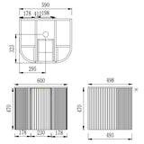 Timber Fluted Curved Walnut Artis 600mm Waterproof Wall Hung Vanity Carrara Stone top
