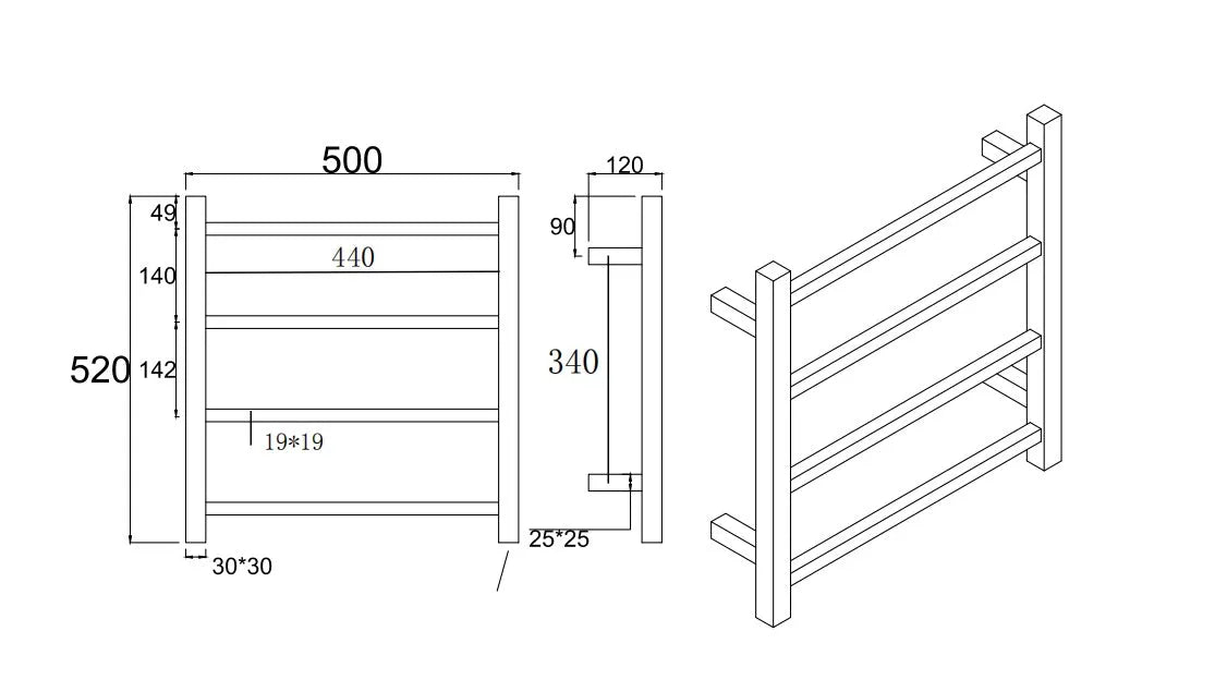 Gun Metal Grey Electric Heated Towel Rail Towel Rack 4 Bars