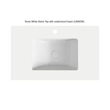 Fluted Wall Hung Vanity Rome Curved 900mm Two Drawers Waterproof Matte White Stone top Brushed Gold Handles