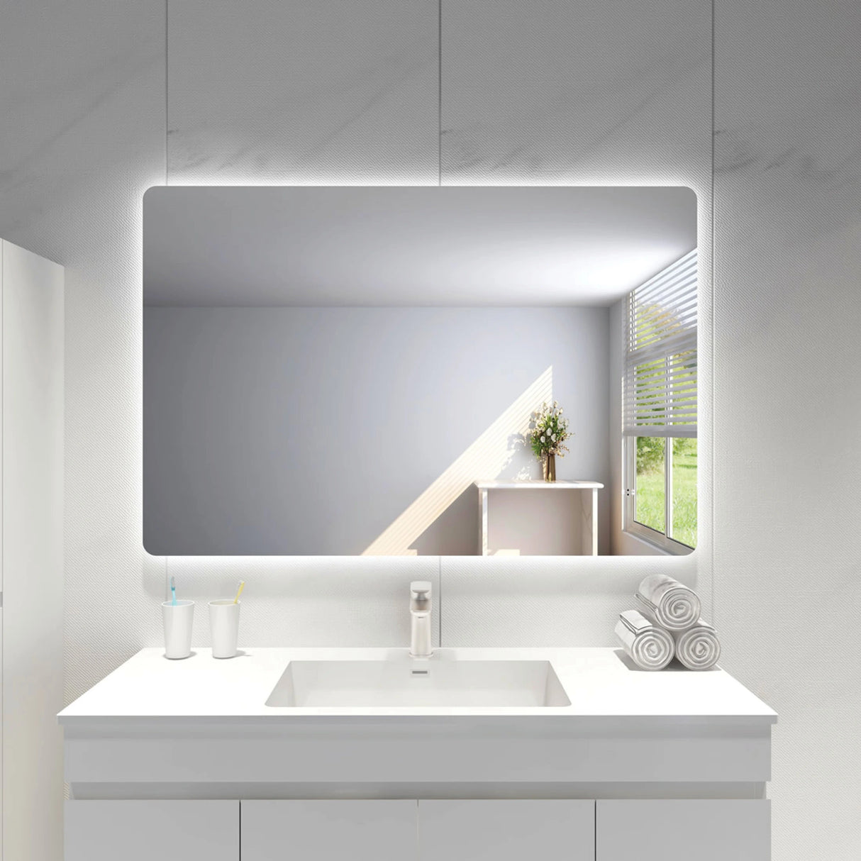 Jasper Rectangular Frameless Anti-Fog Backlit Bathroom LED Mirror 1200x800mm