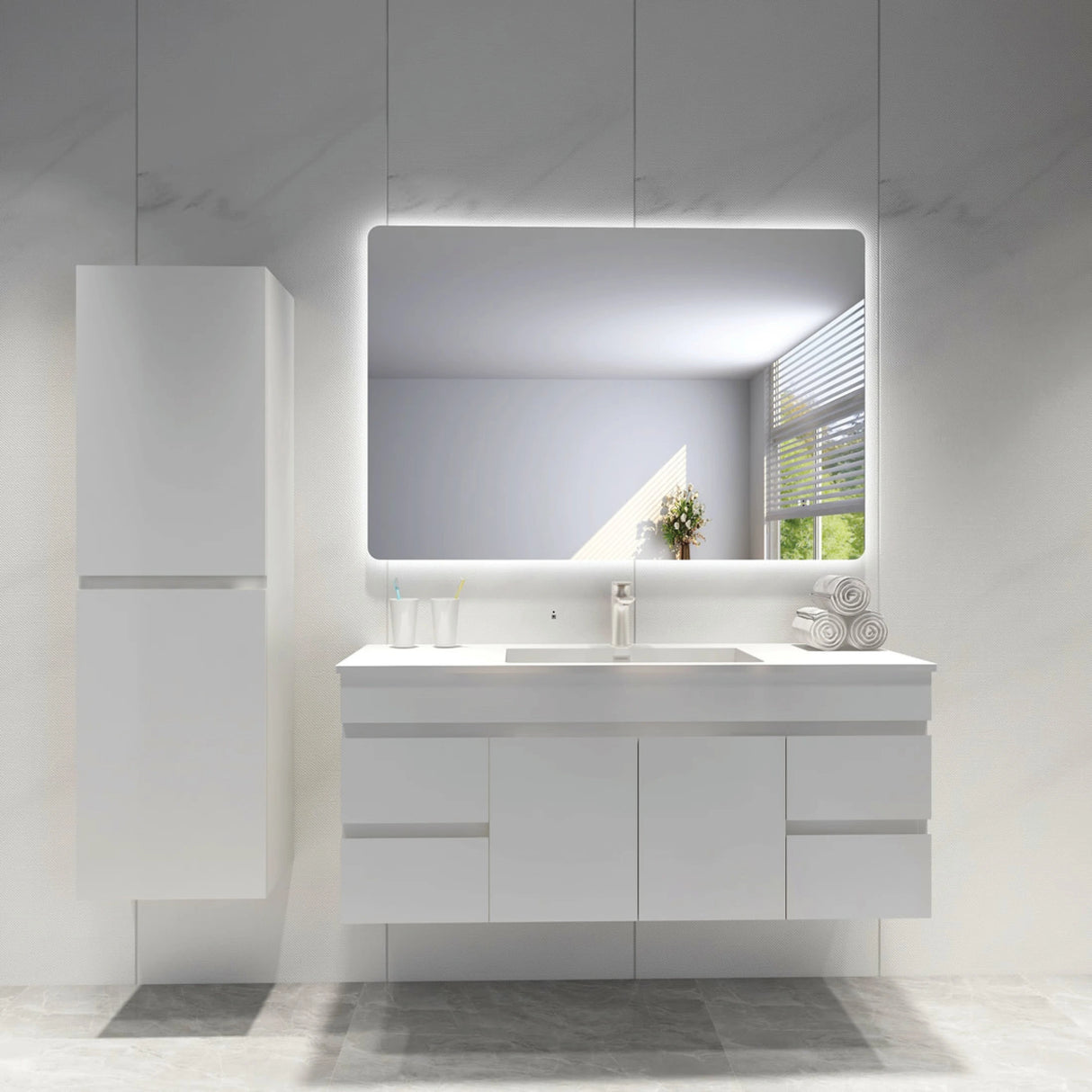Jasper Rectangular Frameless Anti-Fog Backlit Bathroom LED Mirror 1200x800mm