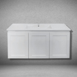 Hampton Shaker Doors 1200mm Wall Hung Vanity Matte White Three Doors 