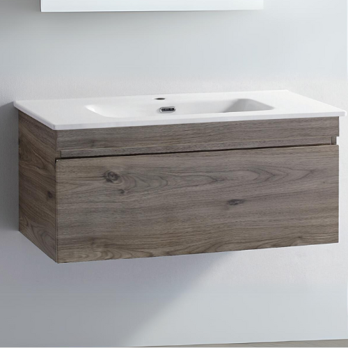 TimberLux Walnut All Drawer 600/750/900/1200mm Water proof Wall Hung Vanity