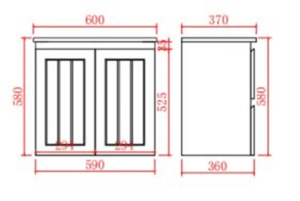 Acacia Hampton Shaker 600x360mm PVC Waterproof Ensuite Slim Narrow Compact Wall Hung Vanity