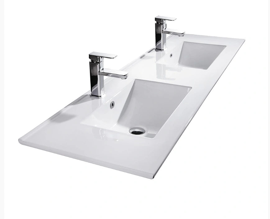 Acacia Hampton Shaker 1200mm Double Bowl Matte White PVC Waterproof Vanity - RJ Bathroom