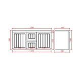 Acacia Hampton Shaker 1200mm Double Bowl Matte White PVC Waterproof Wall Hung Vanity - RJ Bathroom