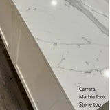 Acacia Hampton Shaker 1200mm Matte White PVC Waterproof Vanity Carrara Stone Top - RJ Bathroom