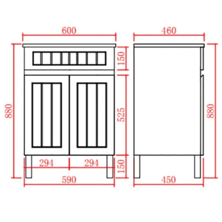 Acacia Hampton Shaker 600*360mm Slim Narrow Vanity Carrara Marble Stone - RJ Bathroom