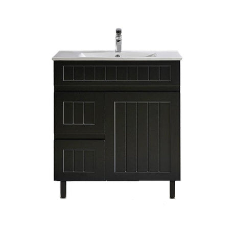 Acacia Hampton Shaker 750mm Matte Black PVC Waterproof Vanity - RJ Bathroom