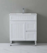 Acacia Hampton Shaker 750mm Matte White PVC Waterproof Vanity - RJ Bathroom