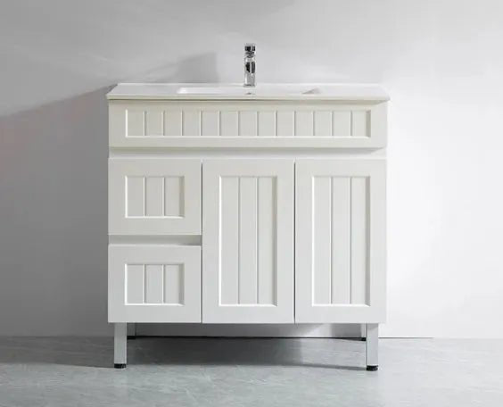 Acacia Hampton Shaker 900mm Matte White PVC Waterproof Vanity - RJ Bathroom