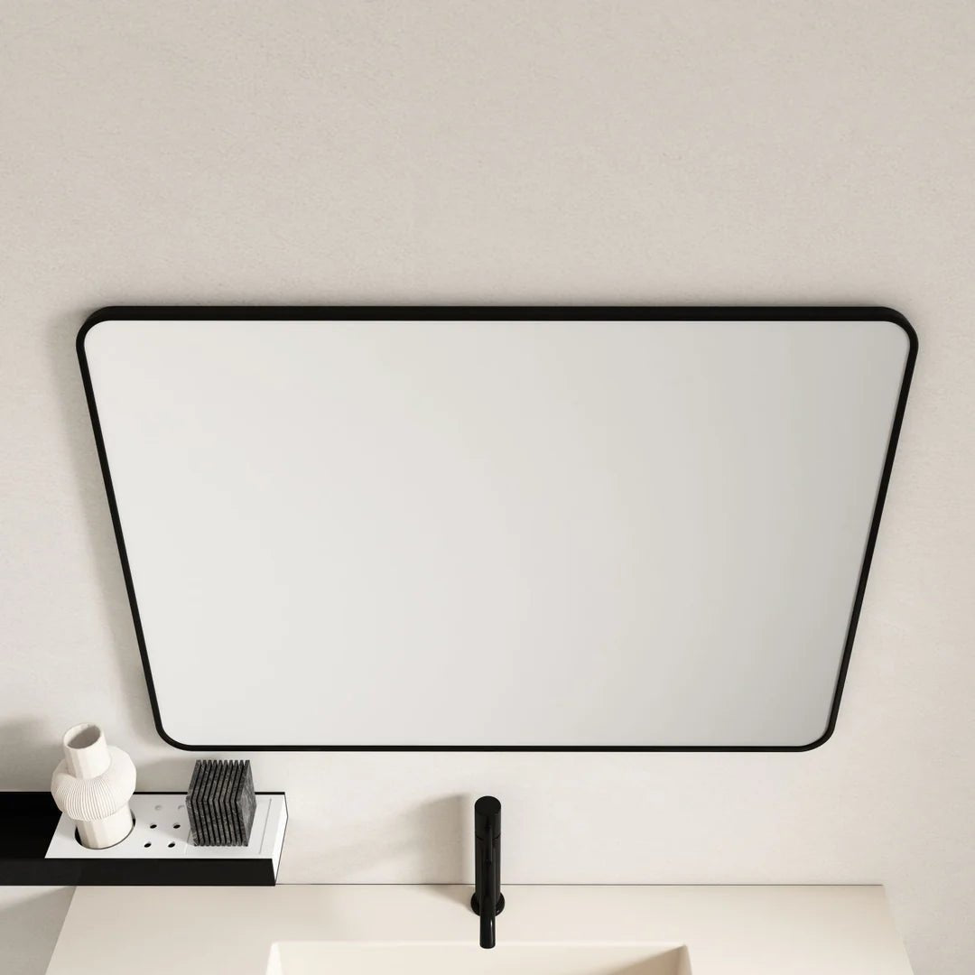 Aluminum Framed 900mm Rectangular Mirror - Matt Black - RJ Bathroom