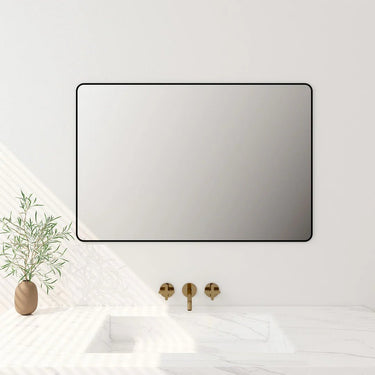 Aluminum Framed 900mm Rectangular Mirror - Matt Black - RJ Bathroom