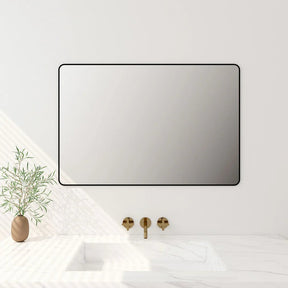 Aluminum Framed 900mm Rectangular Mirror - Matt Black - RJ Bathroom