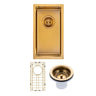 Aquaperla 250x450mm Brushed Brass Single Bowl Kitchen Sink - PVD Stainless Steel, Bottom Grid, Top or Undermount