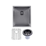 Aquaperla 390x450mm Gunmetal Single Bowl Kitchen Sink - PVD Stainless Steel, Bottom Grid, Top or Undermount