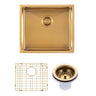 Aquaperla 500x440mm Brushed Brass Single Bowl Kitchen Sink - PVD Stainless Steel, Bottom Grid, Top or Undermount