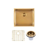 Aquaperla 510x450mm Brushed Brass Single Bowl Kitchen Sink - PVD Stainless Steel, Bottom Grid, Top or Undermount
