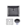 Aquaperla 510x450mm Gunmetal Single Bowl Kitchen Sink - PVD Stainless Steel, Bottom Grid, Top or Undermount