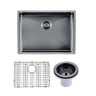 Aquaperla 600x450x300mm Deep Gunmetal Single Bowl Kitchen Sink - PVD Stainless Steel, Bottom Grid, Top or Undermount