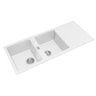 Aquaperla Arete 1160x500mm Matte White Double Bowl Granite Sink with Drainer