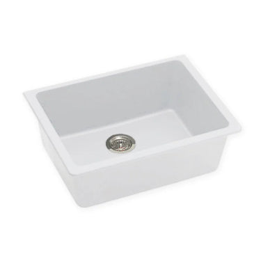 Aquaperla Arete 635x470mm Matte White Single Bowl Granite Sink