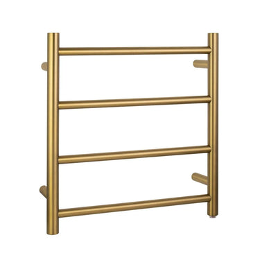 Aquaperla Brushed Brass heated towel rail, 4 bars, round