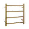Aquaperla Brushed Brass heated towel rail, 4 bars, round