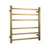 Aquaperla Brushed Brass heated towel rail, 6 bars, square