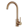 Aquaperla Brushed Copper Gooseneck Kitchen Mixer Tap - Round Pin Lever