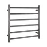 Aquaperla Brushed Gunmetal heated towel rail, 6 bars, round