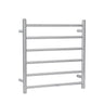 Aquaperla Brushed Nickel heated towel rail, 6 bars, round