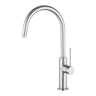 Aquaperla Brushed Nickel Slim Gooseneck Kitchen Mixer Tap - Pin Lever