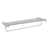 Aquaperla Brushed Nickel Towel Shelf with Hanging Rail 600mm
