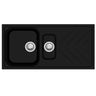 Aquaperla Carysil 1000x500mm Matte Black 1 & 1/4 Bowl Granite Sink with Drainer
