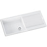 Aquaperla Carysil 1000x500mm Matte White Single Bowl Granite Sink with Drainer & Tap Holes