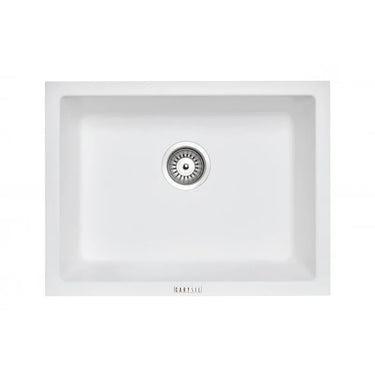 Aquaperla Carysil 610x457mm Matte White Single Bowl Granite Sink